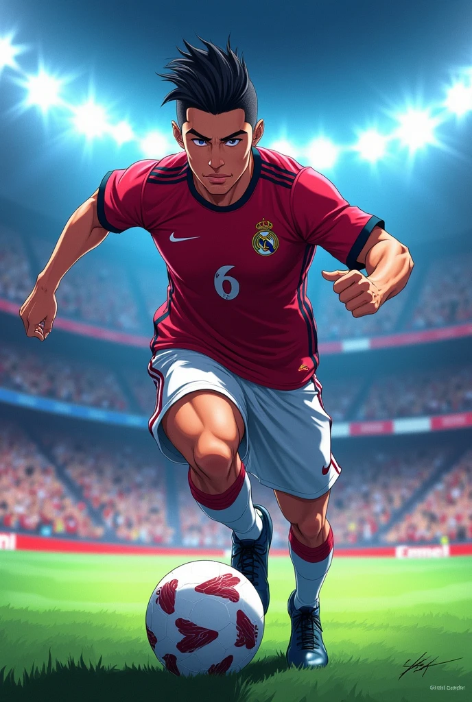 Create an anime-style character of Cristiano Ronaldo 