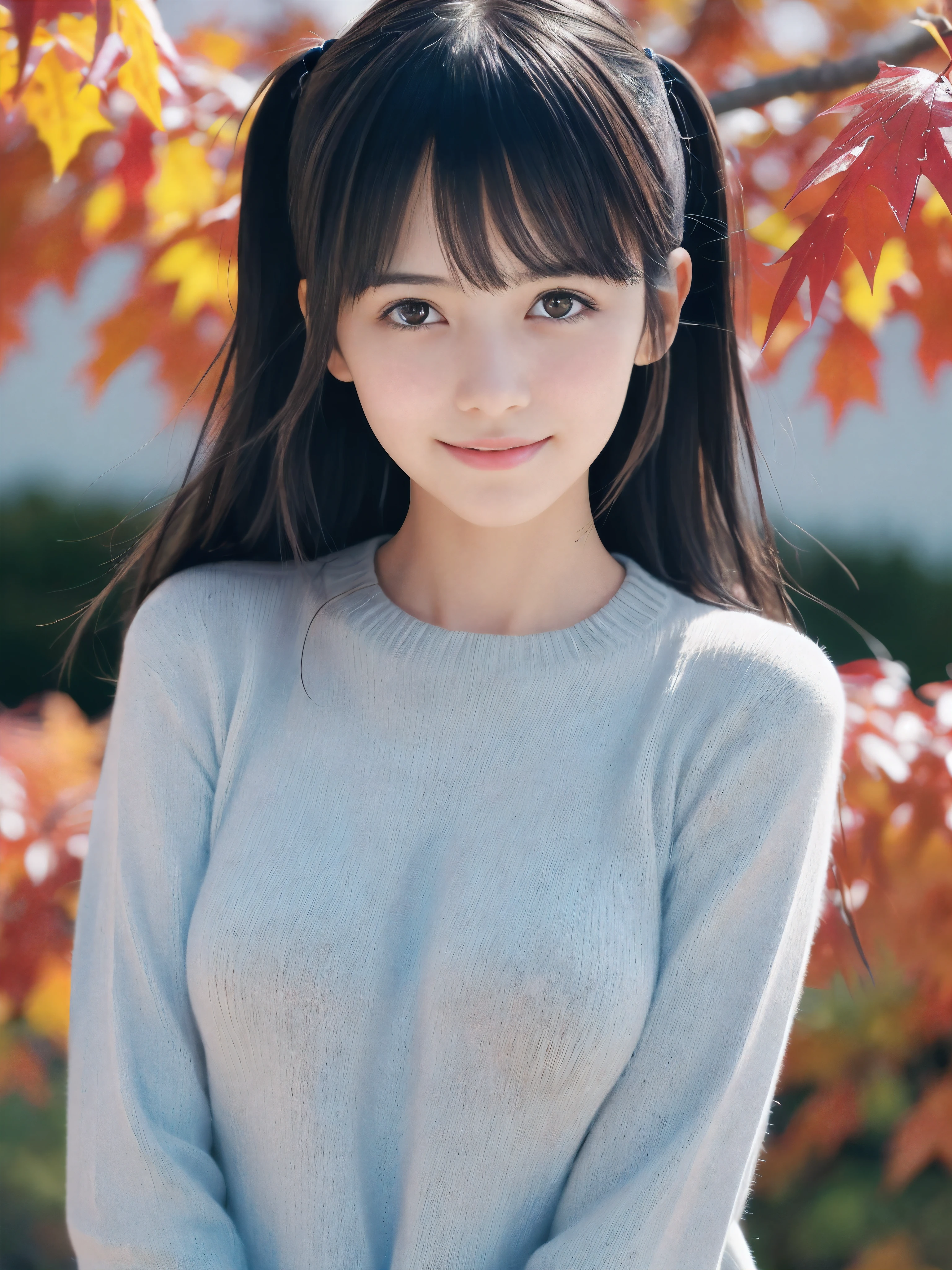 (Face shot of one slender small breasts two side up black medium hair bangs girl with crying little smile face in autumn shirt and sweater
:1.5)、(One girl is turn around and her hair is blowing:1.5)、(Beautiful red leaves and autmn mountain:1.5)、(Soft filter:1.5)、(8k ultra detailed master piece:1.5)、(perfect anatomy:1.5)、(Photorealistic stick:1.5)、(Raw photo:1.3)、(highest quality:1.5)、(High resolution:1.3)、(Delicate and beautiful perfect face:1.3)、(Delicate and beautiful eye air skin:1.3)、(Real Human Skin:1.3)、((thin legs))