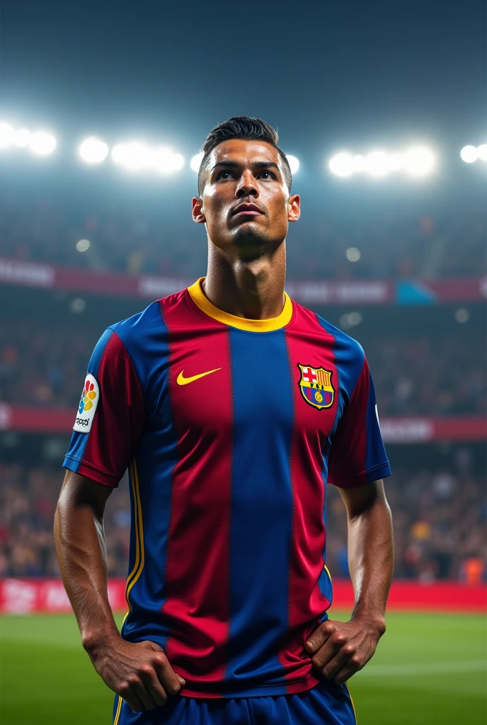 Cristiano Ronaldo wearing the Barcelona shirt