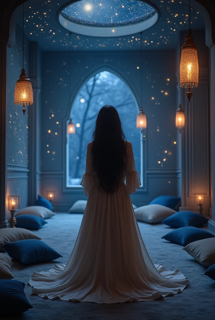 A brunette in the star room