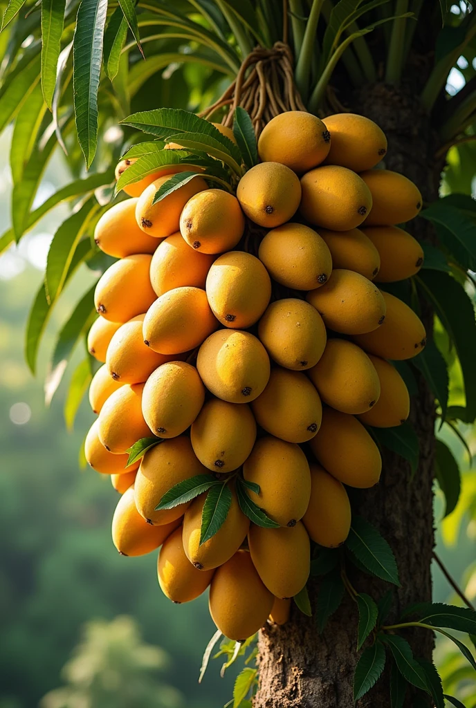 mangoes piled up on the tree