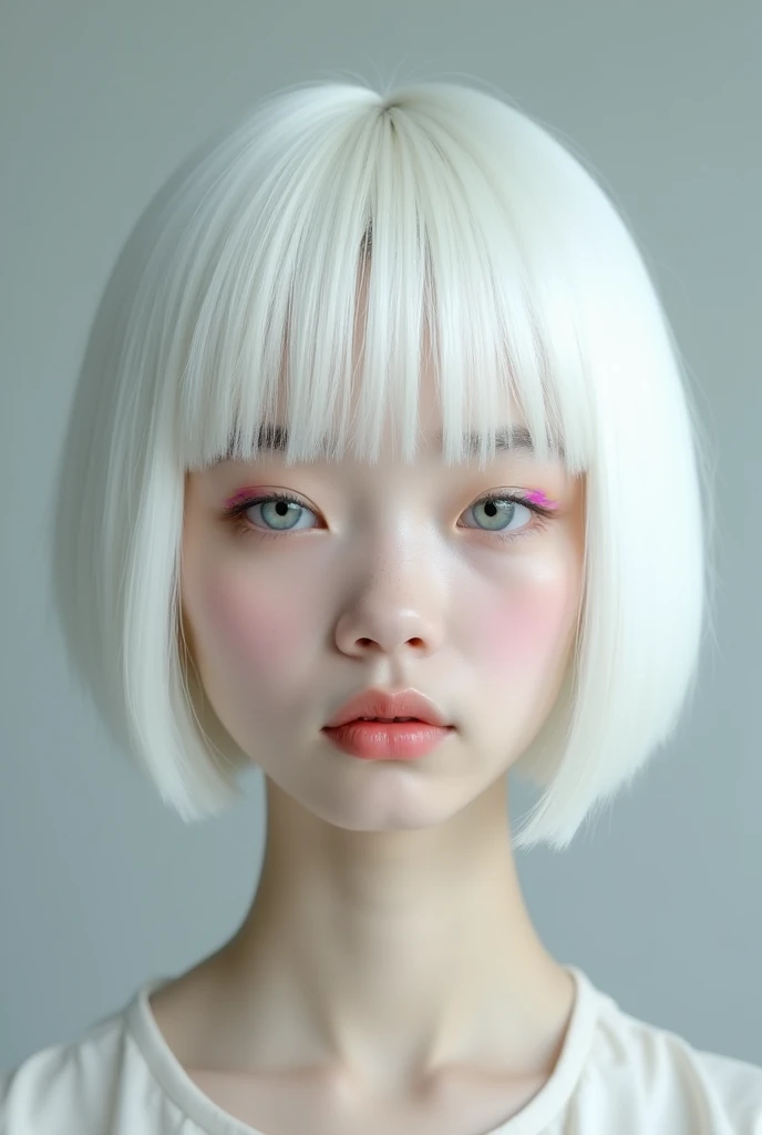 White Bob Face aldult photograph Expressionless