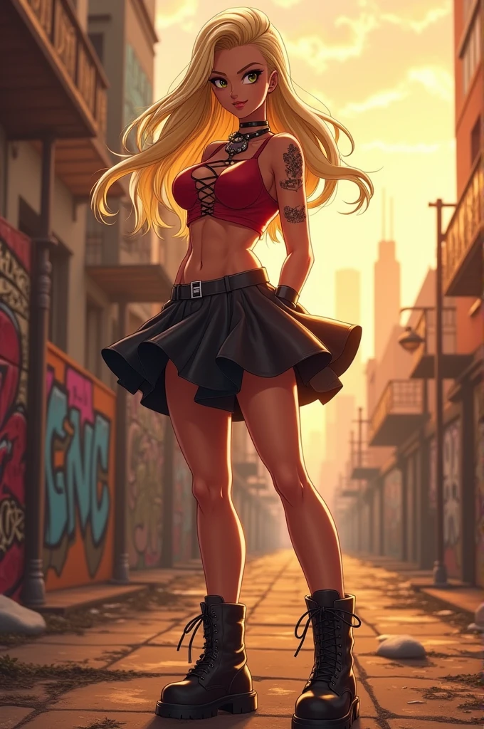 Android 18 in a skirt showing her pussy