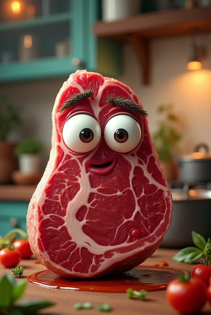Steak with face