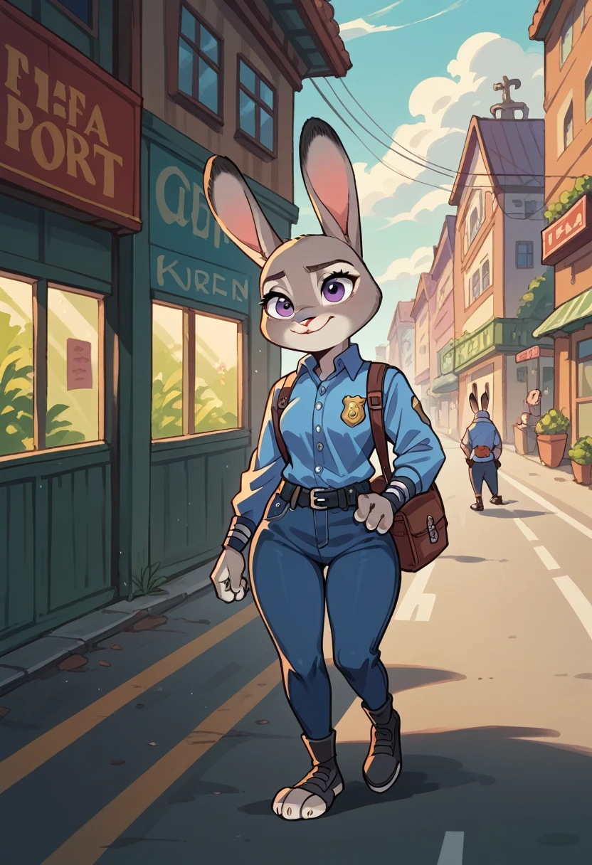 Judy Hopps Zootopia beauty runs after robber on the highway 