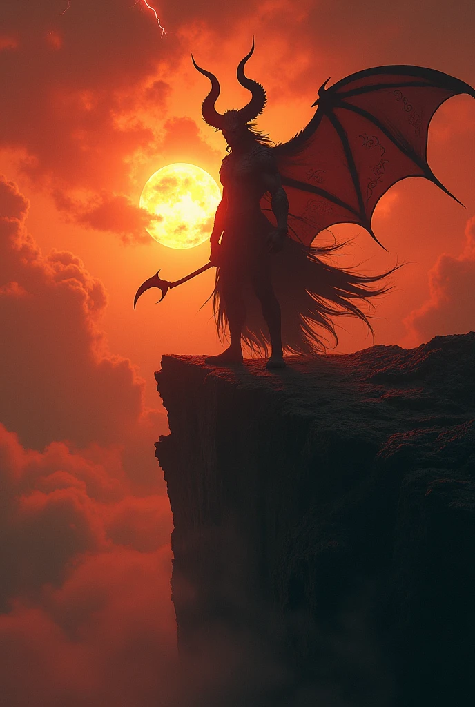 silhouette of a devil man.