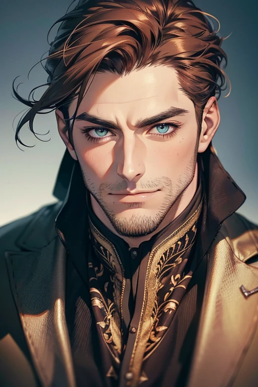 (best quality,4k,8k,highres,masterpiece:1.2),ultra-detailed,(realistic,photorealistic,photo-realistic:1.37),30 year old man,3 day beard,handsome anime,portraits,strong,masculine,dark hair,sharp jawline,mesmerizing eyes,perfectly styled hair,cool anime outfit,confident expression,vibrant colors,dynamic lighting, CEO and expression smile in love.
