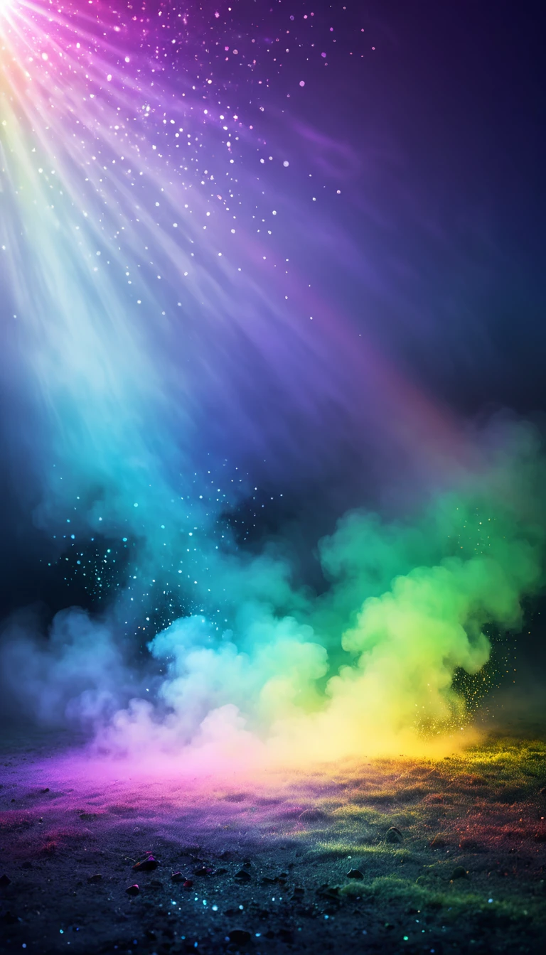 Mysterious Fog, Rainbow, Neon Dust, Shadow effect, Gradient magic effect, Fog Filter Effect, Glitter effect, Graphic CG digital art