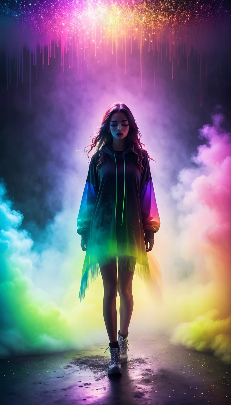 Mysterious Fog, Rainbow, Neon Dust, Shadow effect, Gradient magic effect, Fog Filter Effect, Glitter effect, Graphic CG digital art