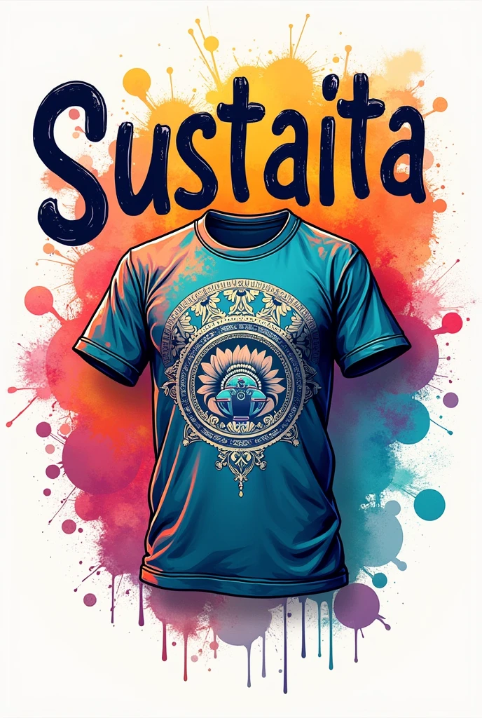 Create a logo for a custom t-shirt business that says Sustaita Personalizados