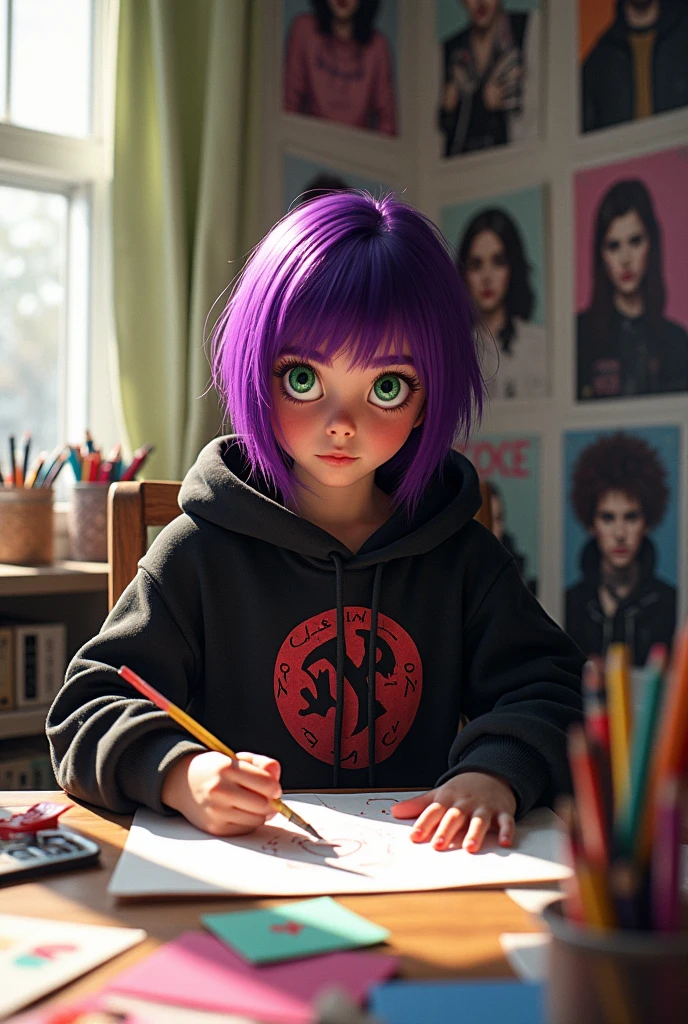 Create a girl obsessed with Gerard Way and who draws him.