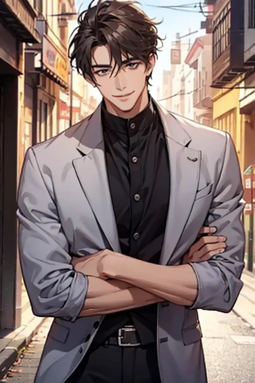 Handsome guy　smile　model　Unkempt head