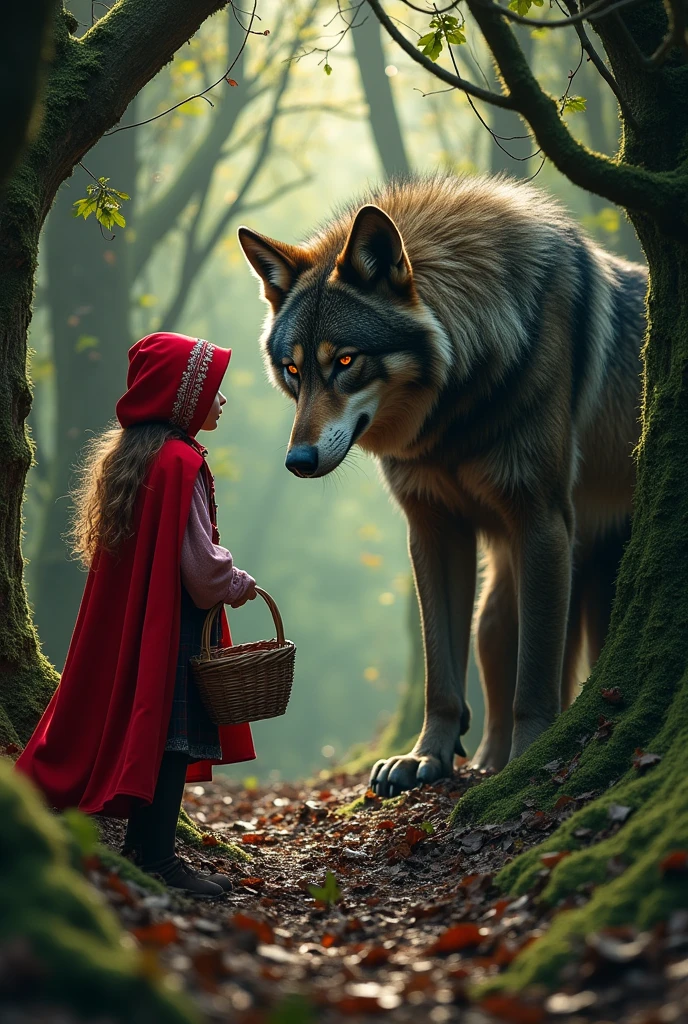 Little Red Riding Hood with the ferocious wolf