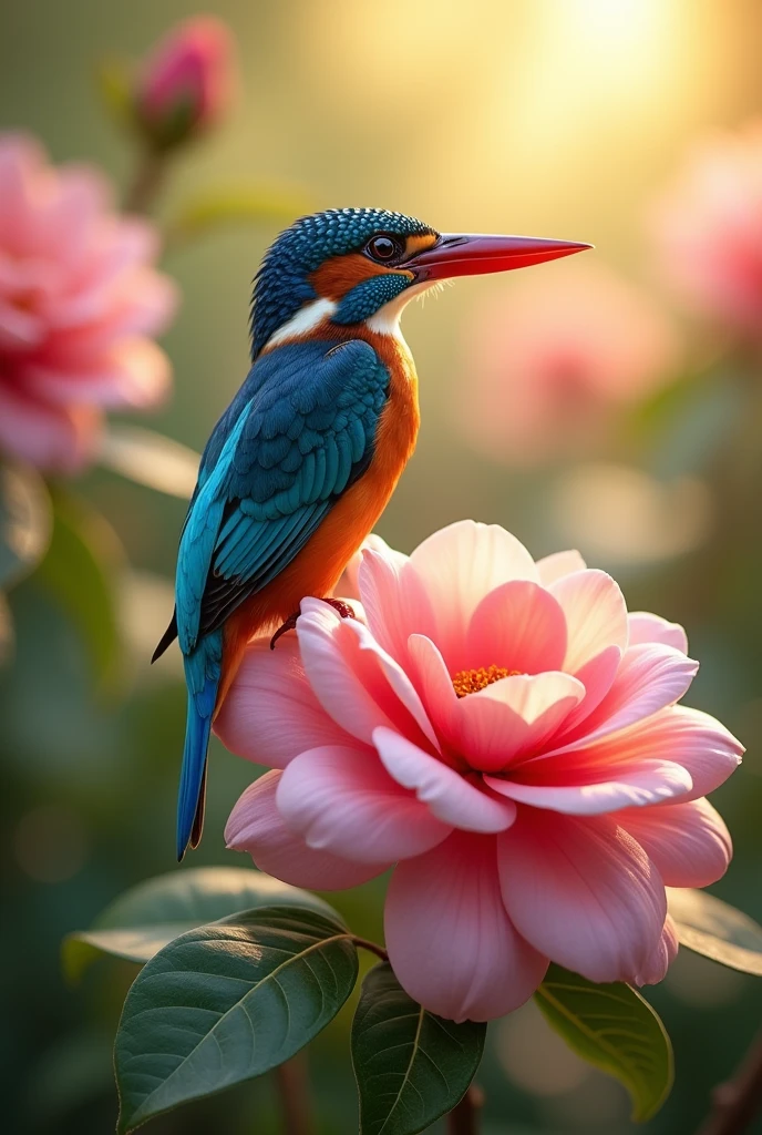 Love Bird Week　Kingfisher１wing　flower　Camellia
