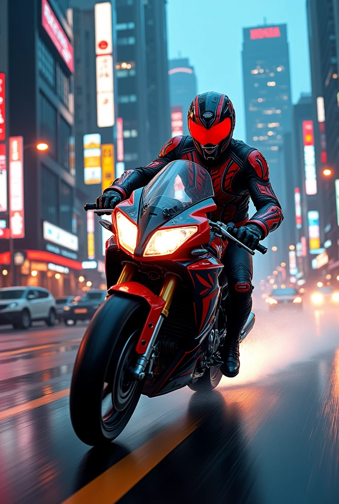 the HONDA400X kamen rider riding.