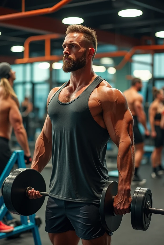 Create me 10 images of a man working out in a gym