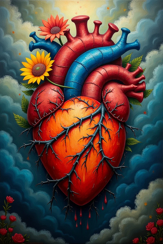 It represents heartbreak, something similar to Frida Kahlo's paintings
