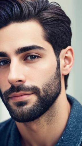A handsome Jewish man focusing on his face.