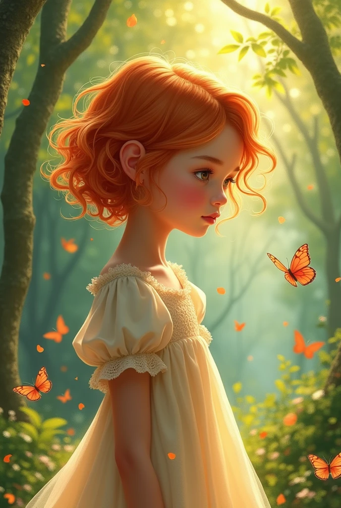 Girl with short wavy copper orange hair naked