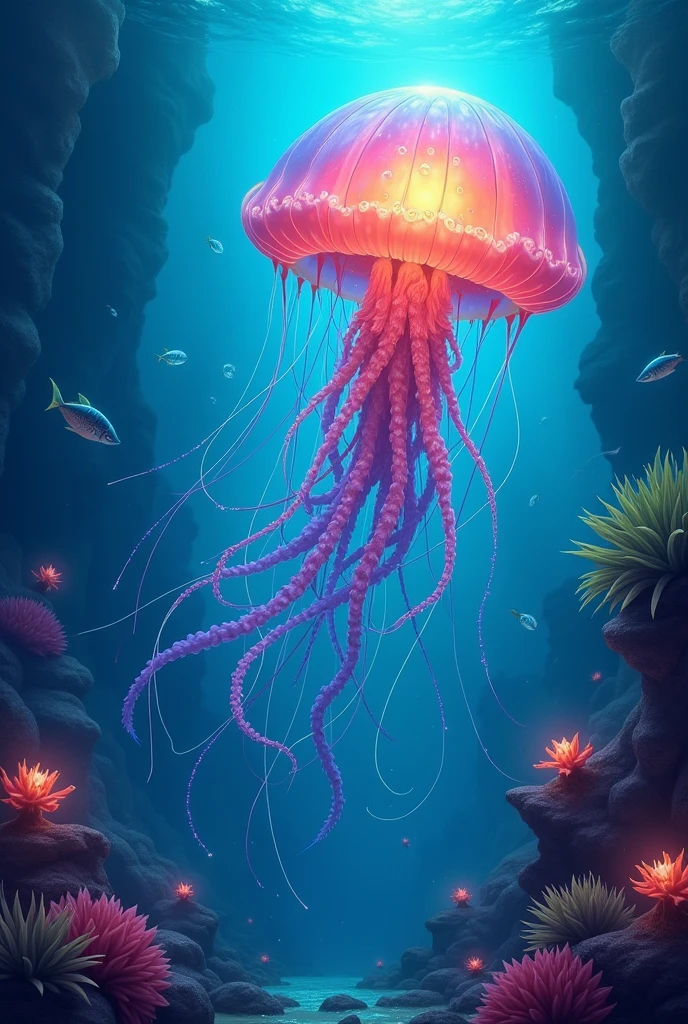 Colorful jellyfish animal in rpg style
