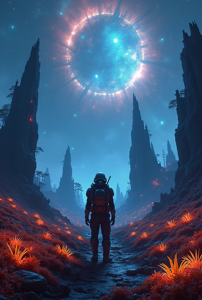 A combination of the game no man's sky and resident evil