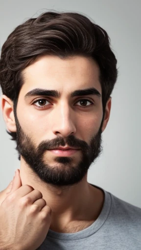A Jewish man focuses on his face.