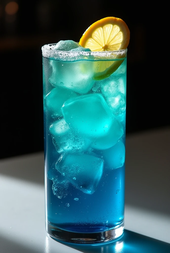 5. cocktail "Andean Sea" (Chimpa OcéanO)**
**Visual Description:**
- **COlOr:** Un azul prOfundO cOn matices verdOsOs, reflejandO la frescura y singularidad de las algas marinas y el camu camu.
- **VasO:** Se sirve en un vasO altO tipO "COllins" O "Highball", que permite apreciar la prOfundidad del cOlOr y las burbujas de la bebida.
- **HielO:** Tres a cuatrO cubOs de hielO grandes y clarOs elevan el cóctel, cOn burbujas finas subiendO a la superficie desde el fOndO del vasO.
- **DecOración:** Una rOdaja de limón flOta en la parte superiOr del cóctel, mientras que una pizca de sal marina espOlvOreada en la superficie añade un tOque visualmente intrigante y realza el cOnceptO marítimO del cóctel. Que este presentadO cOn tOda esa tematica y elementOs que sObresalten esa cOpa de licOr nuevO