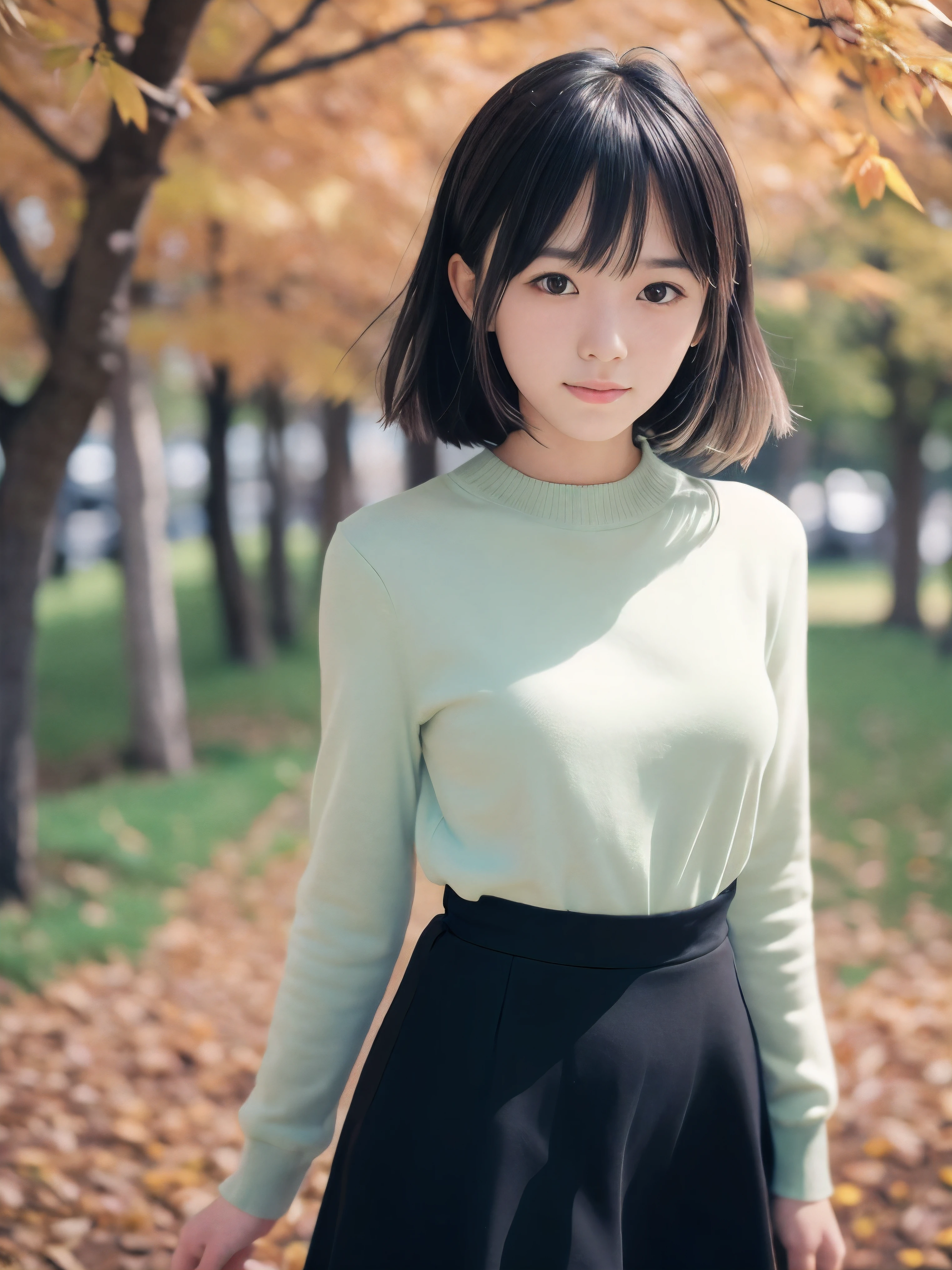 (Face shot of one slender small breasts two side up black medium hair bangs girl in autumn colorful long sleeves shirt and sweater and skirt:1.5)、(One girl is turn around with small smile and her hair is blowing by the wind:1.5)、(Beautiful red leaves and autumn mountain view:1.5)、(Soft lens filter:1.5)、(8k ultra detailed master piece:1.5)、(perfect anatomy:1.5)、(Photorealistic stick:1.5)、(Raw photo:1.3)、(highest quality:1.5)、(High resolution:1.3)、(Delicate and beautiful perfect face:1.3)、(Delicate and beautiful eye air skin:1.3)、(Real Human Skin:1.3)、((thin legs))