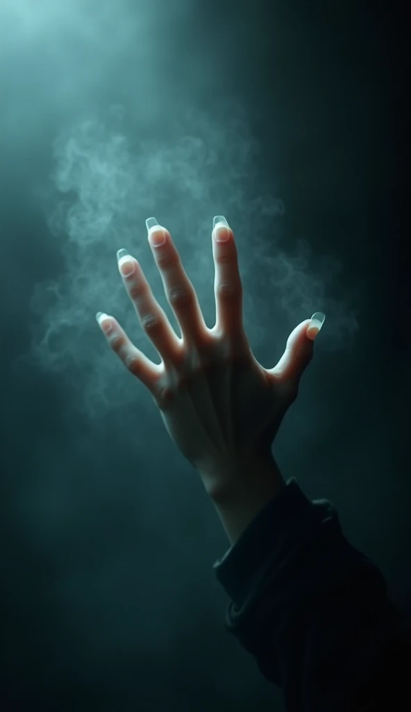 (Thriller movie poster)：ethereal hand、bony, thin fingers、Translucent skin、ghostly mist、Dark Shadows、Dramatic lighting（Best quality，4K、8k，high resolution，masterpiece：1.2）、Ultra Detail（realism、Photorealism、Photorealistic feel：1.37）、Dark Fantasy、fear_Movie_、Dramatic shadows、Melancholic atmosphere