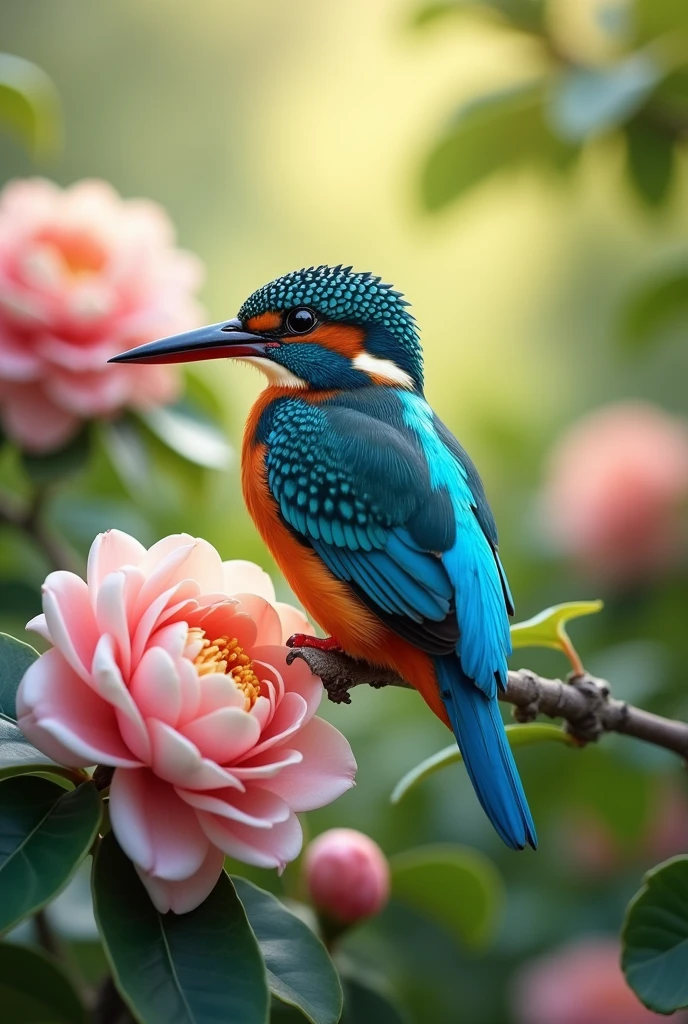 Kingfisher　Camellia　Love Bird Week　branch