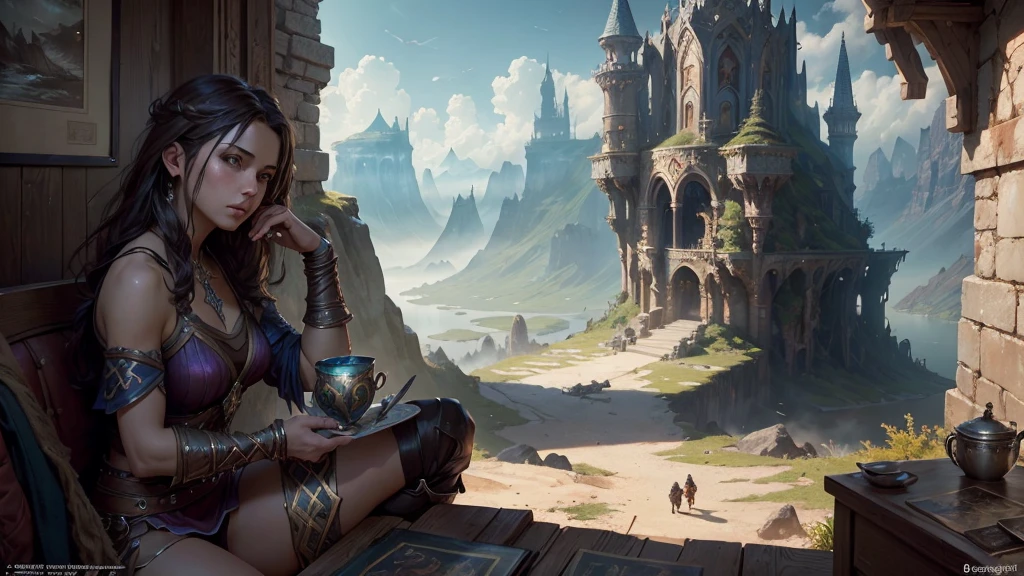 "(by Greg Rutkowski: 1.2), (masterpiece), ((best quality)), extremely delicate and beautiful, illustration, (fantasy landscape), A mesmerizing fantasy landscape with enchanting elements blending seamlessly. ((Zanarkand from final fantasy x)), A sense of tranquility and wonder fills the air, inviting exploration and discovery. Providing a distant view that captures the grandeur and atmosphere. From Brian Froud and Carne Griffiths and Wadim Kashin and John William Waterhouse, 8K post-production, high resolution, hyperdetailed, depth of field, HDR, intricate"