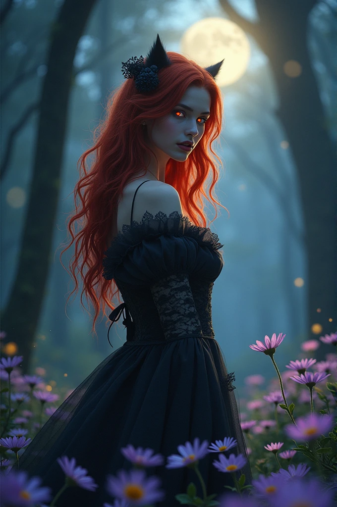 A young woman with red hair, a mirror image of a female werewolf. 