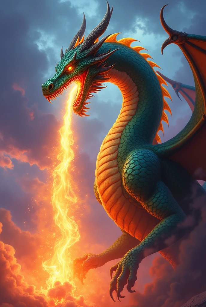 Full vector dragon, spitting fire
