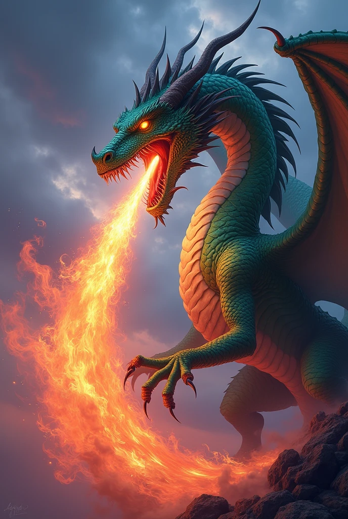 Full vector dragon, spitting fire