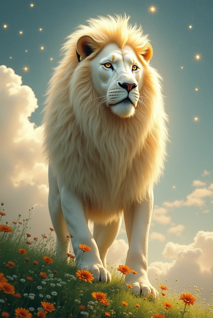 divine white and golden lion
