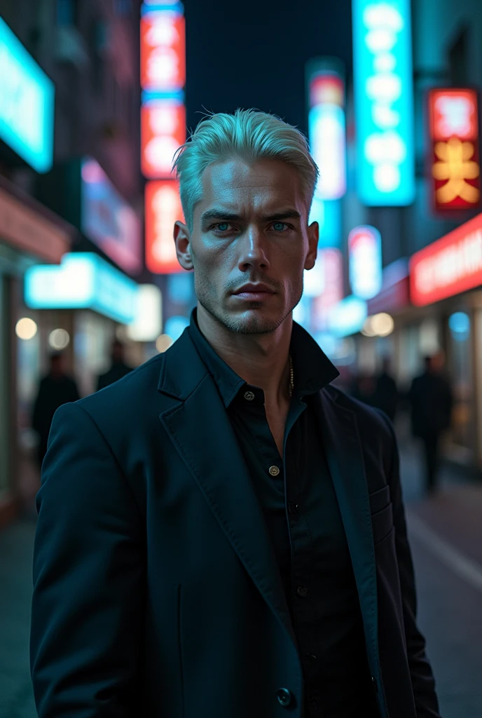León Kenedy full body pale skin in real life perfect Jawline, simetric apareance blue eyes photo realistic
Pale hair