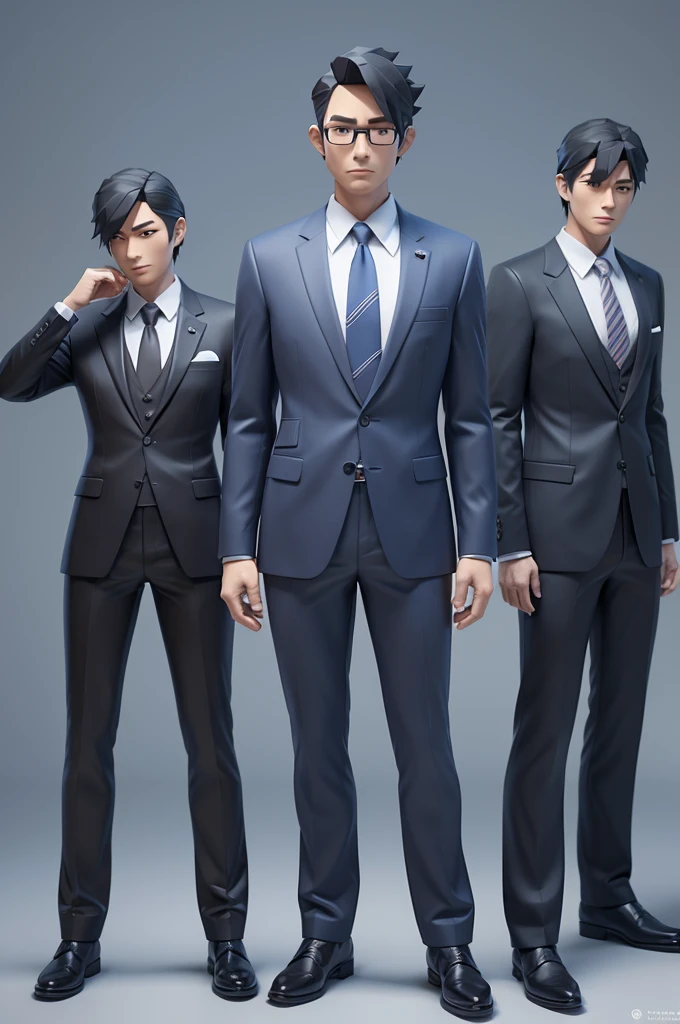 Featuring a cartoon character of a man in a suit and tie, Low-poly rendering by Tadashi Nakayama, Trend with poly count, Digital Art, small character. Unreal Engine 5, 3D Characters, 3D Characters, Blueface Unreal Engine, Anime characters, maxwell render, Character poses, 3D Characters render, 3d model of a japanese mascot