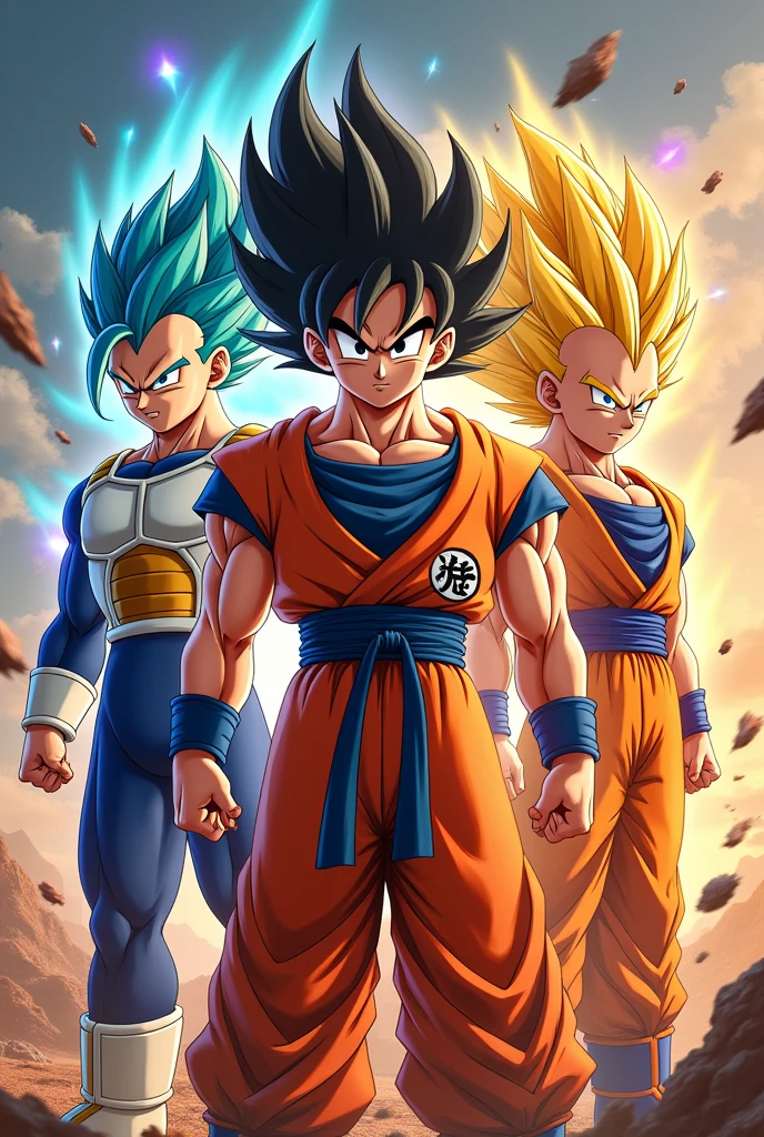 Ultra realistic, high quality, 300dpi , 300density , Vegeta , gogeta , Goku , 8k ,