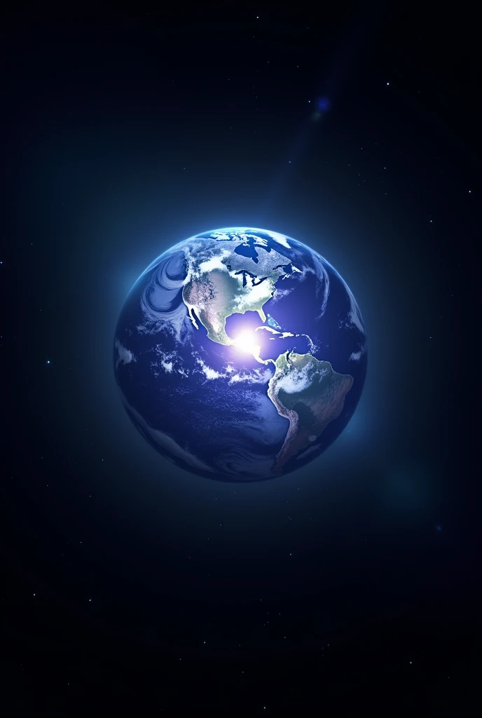 A black space with a sphere-shaped star like a planet in the center、A picture with the Earth's oceans and continents surrounding it