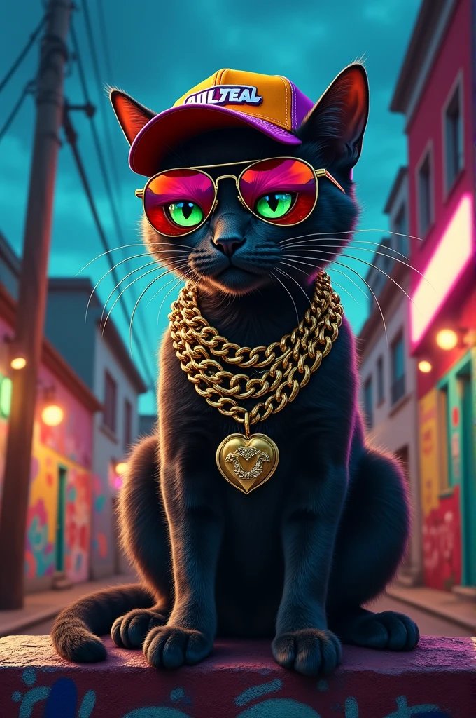 Angry cat with a flaite or reggaeton look 