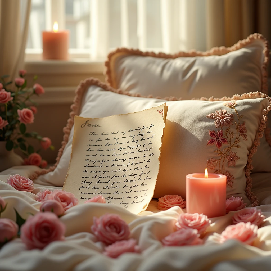 detailed letter with text on a pillow