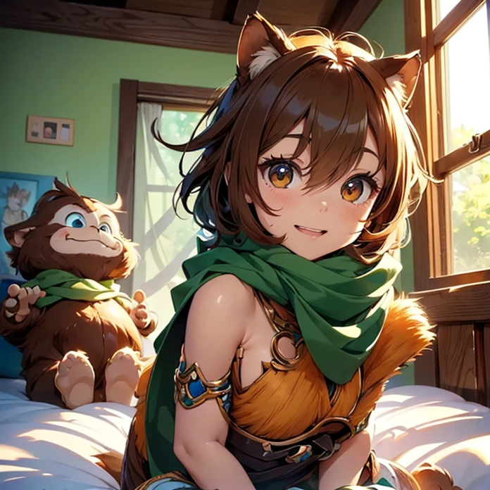 High Resolution, HD, High Quality, Super Detailed, High Details, Masterpiece, Anime, Anime Style, Character Design, high fantasy, epic art, animal characteristics, real animal with humanoid features, humanoid animal with true humanoid with true animal features, NO HUMAN FACE AND SKIN
{{baby orangutan:(brown baby orangutan eyes, bab yorangutan head, baby orangutan face, baby orangutan nose, baby orangutan open mouth, baby orangutan nose, baby orangutan neck, baby orangutan short baby body, baby orangutan big mouth, orangutan fur, baby orangutan long arms, baby orangutan legs),(green diaper, green scarf),(laughing happy and innocent, spreading love, baby cuteness, innocent amd pure infant),(wooden bed, hindu bedroo, sunny rays coming through windows, several fluffy toys in form of clouds)}}