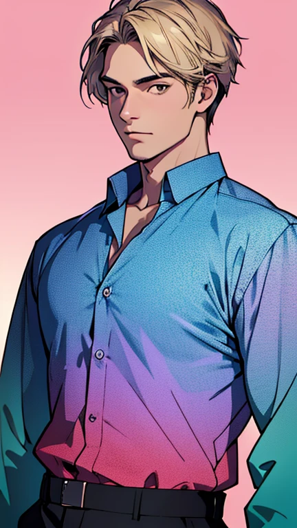 A man in a shirt with a gradation pattern、Gradient patterned background