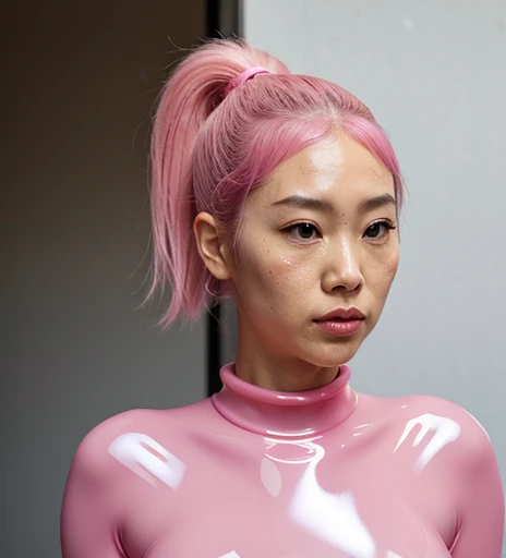 2People Pink Hair Pink rubber suit Gloss slimy Japanese ponytail Talking