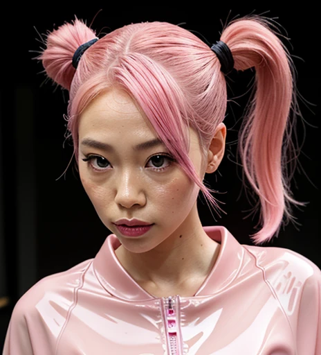 2People Pink Hair Pink rubber suit Gloss slimy Japanese ponytail Talking