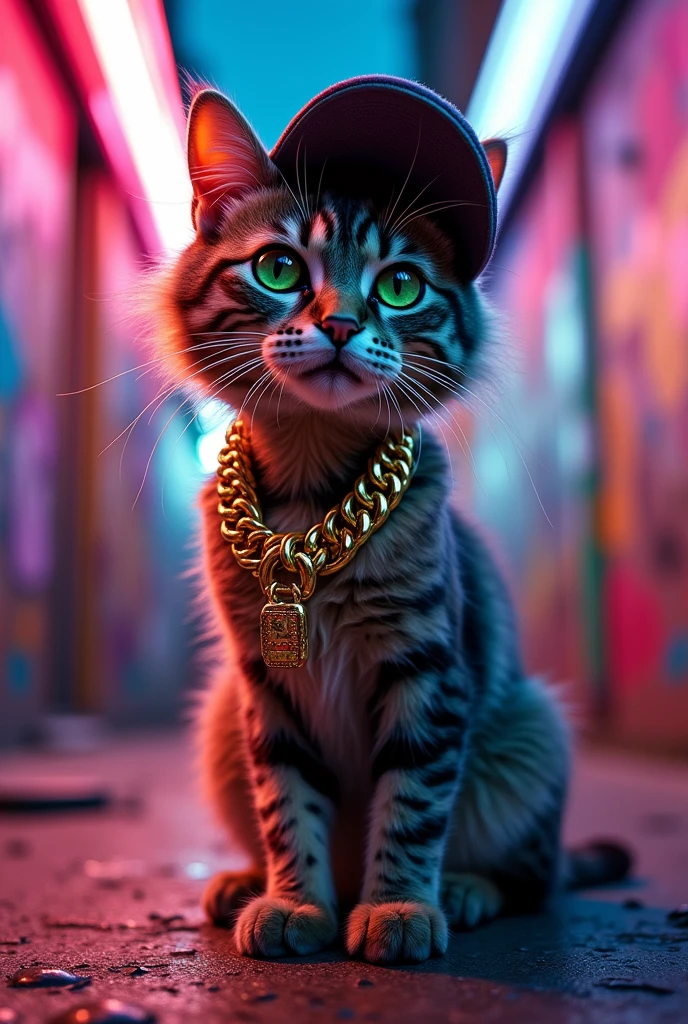 Angry cat with a flaite or reggaeton vibe