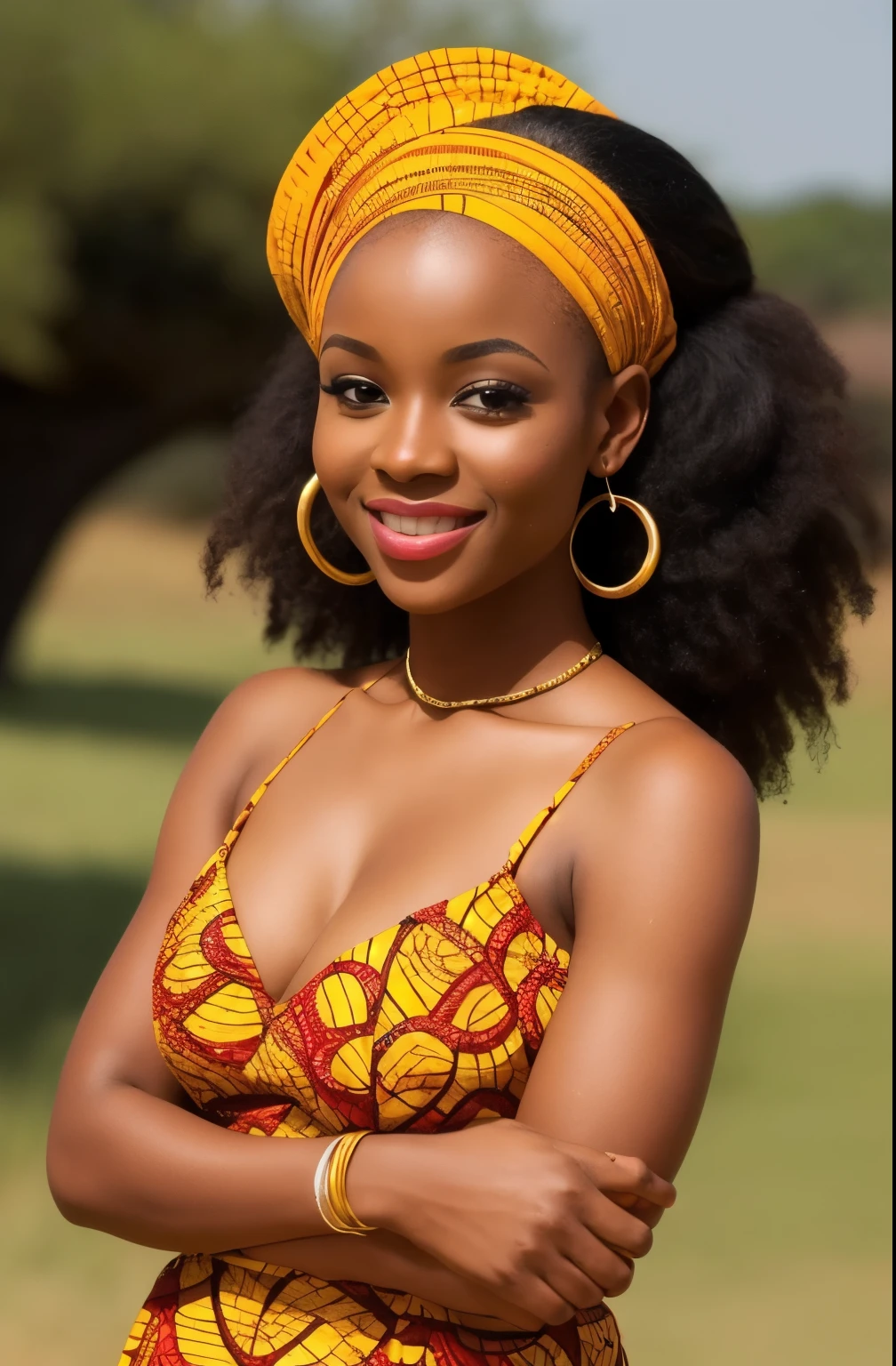 Here is the generated image of the beautiful African woman. If you need any adjustments or another image, just let me know!