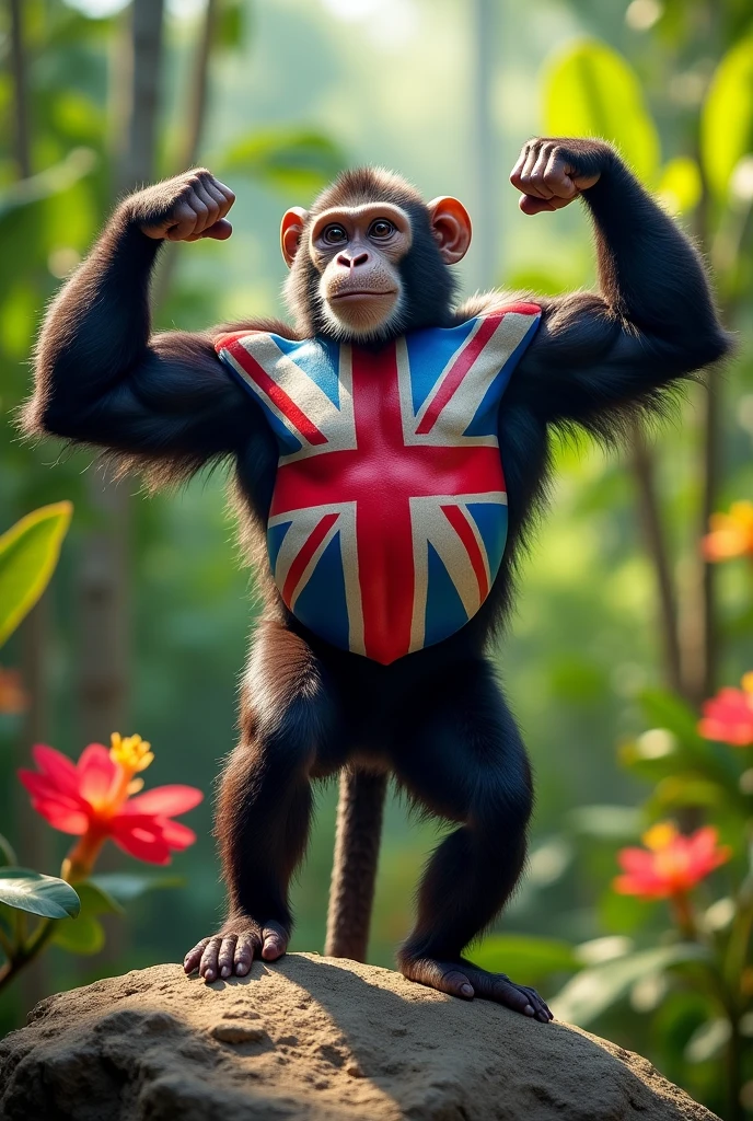 Uk flag on body builder monkey