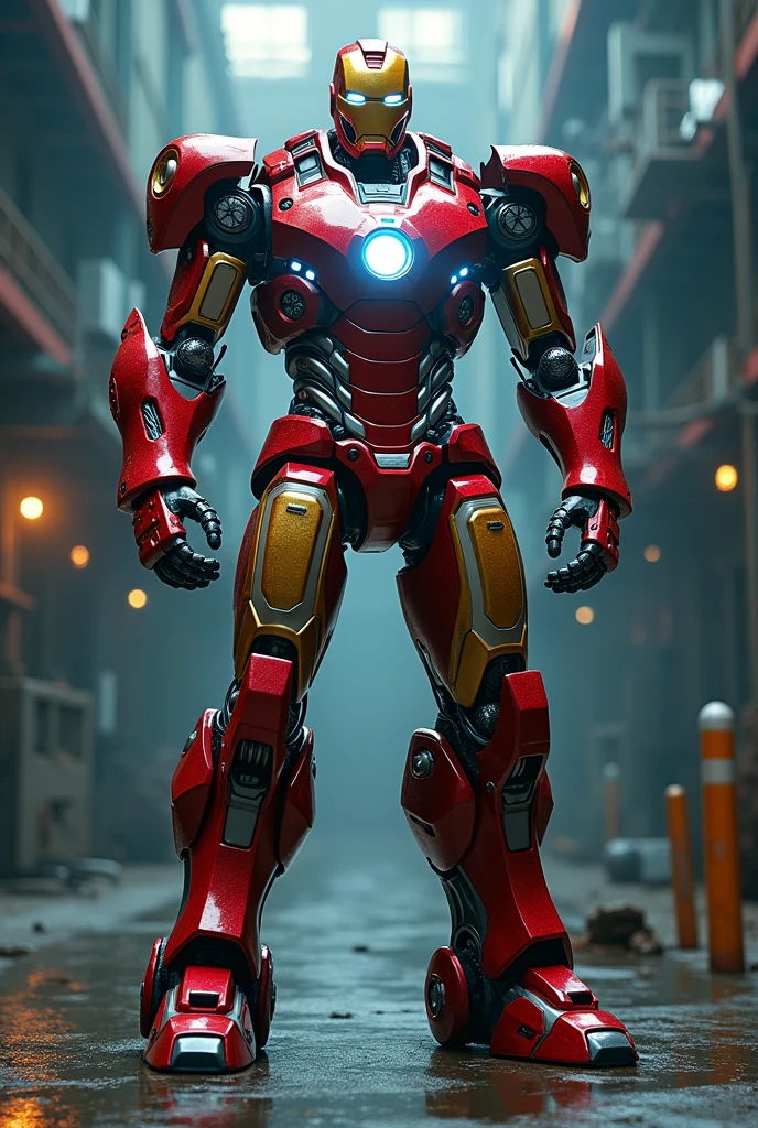 detailed mecha robot,highly detailed gundam,highly detailed iron man,detailed mechanical design,hyper-detailed mechanical parts,intricate machinery,complex futuristic technology,industrial cyberpunk style,metallic textures,shiny chrome accents,luminescent energy effects,cinematic dramatic lighting,photorealistic 3d render,award winning concept art