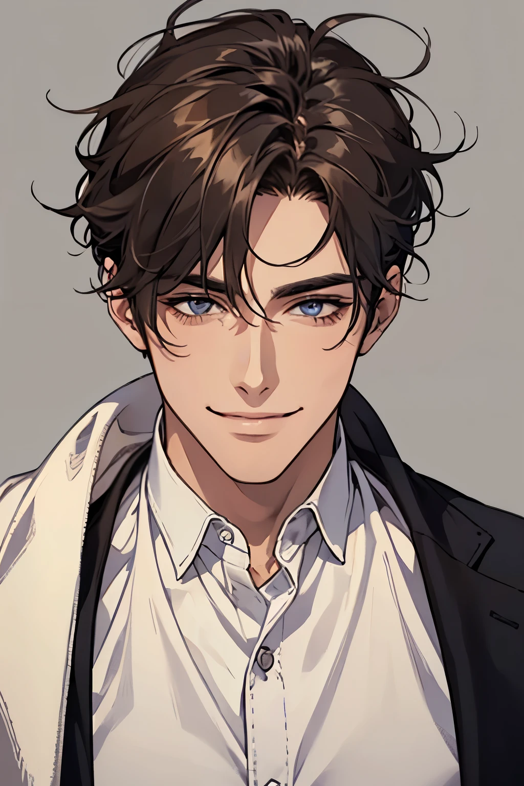 Handsome guy　smile　model　Unkempt head